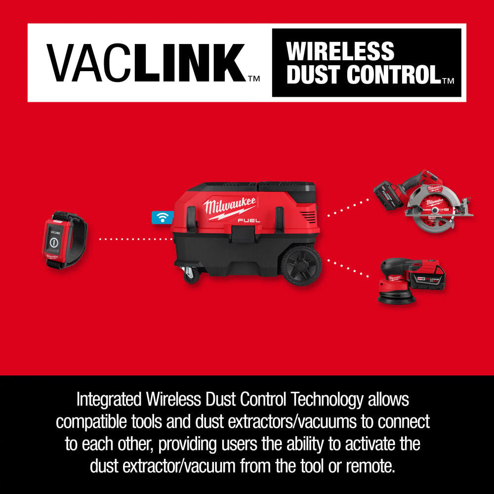 Milwaukee M18 FUEL 9 Gallon Dual Battery Dust Extractor w/ PACKOUT Compatibility and VACLINK, large image number 9