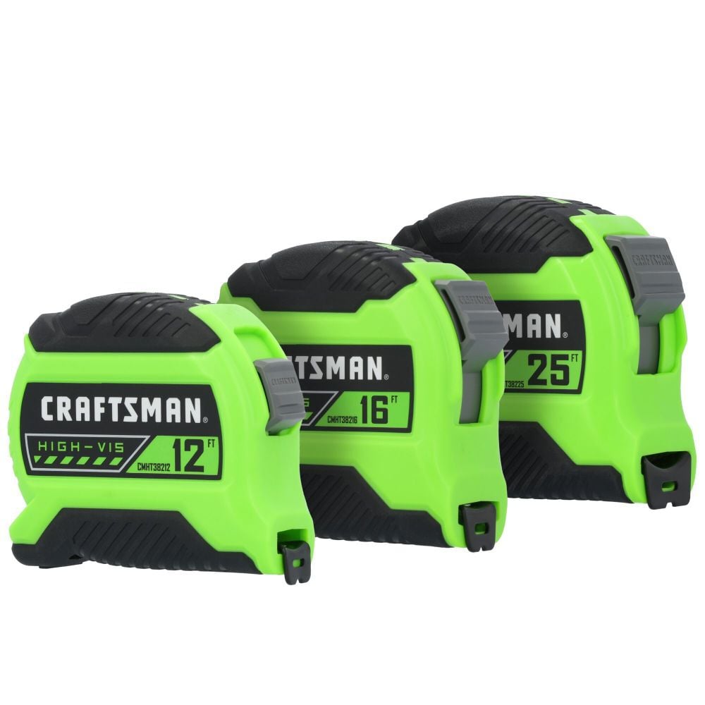 CRAFTSMAN Hi-Vis 12 Ft, 16 Ft, 25 Ft Tape Measure 3 Pieces, large image number 1