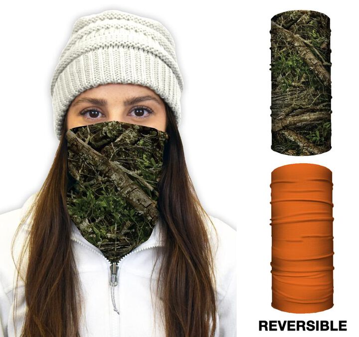 John Boy Thermal Face Guard - Reversible Tree Camo and Orange Pattern, large image number 1