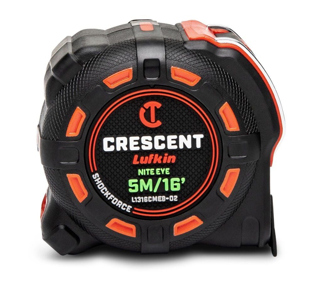 Crescent Lufkin 1-1/4 Inch x 5 M/16 Ft. SHOCKFORCE NITE EYE Tape Measure – L1316CMEB-02