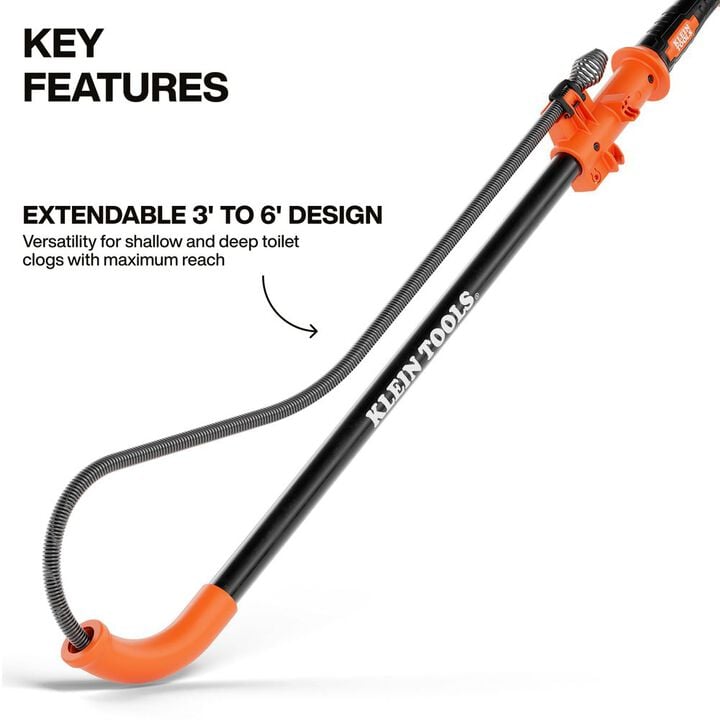 Klein Tools 6 Foot Steel Toilet Auger, large image number 1