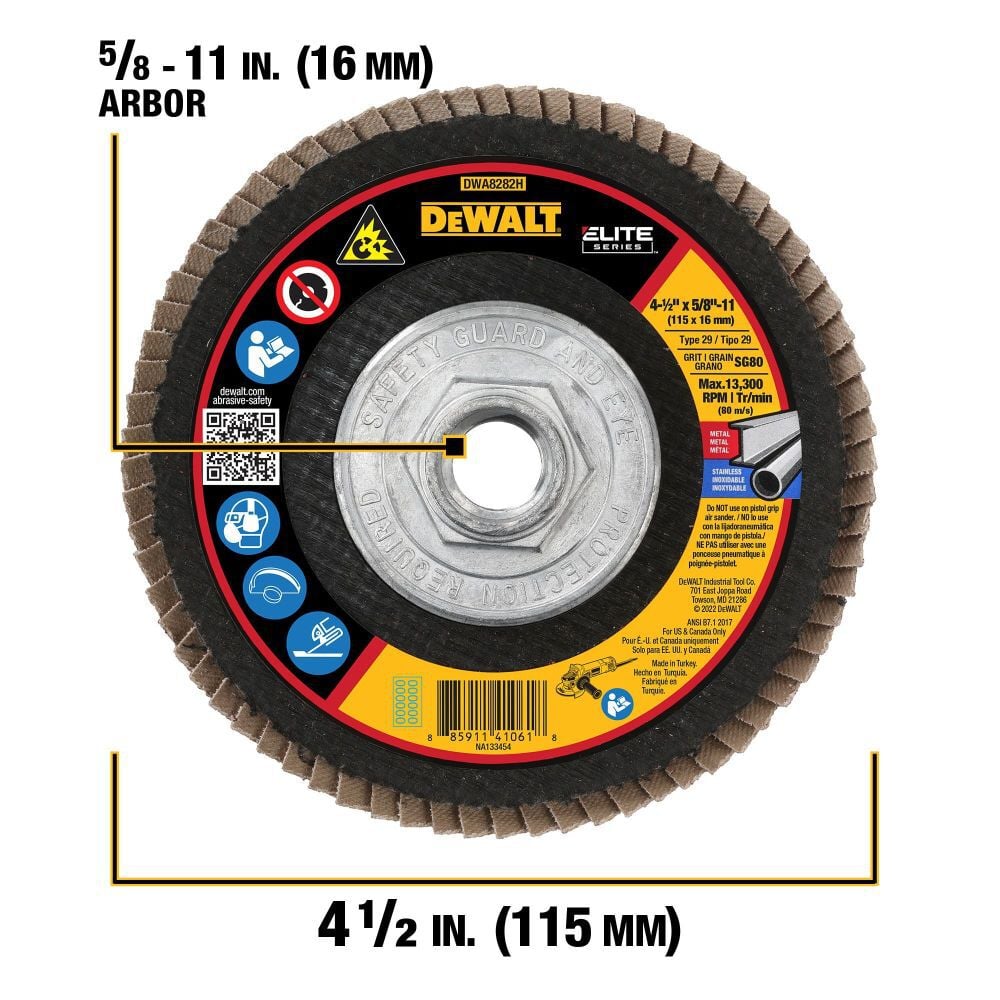 DEWALT 4 1/2in X 5/8in 11 SG80 T29 Ceramic Flap Disc, large image number 2
