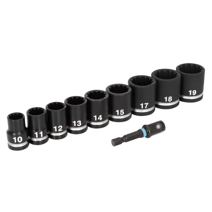 Spyder 3/8 Inch Drive Metric Impact Socket Set with Adapter, 10 Pieces
