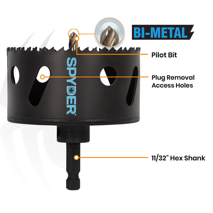 Spyder 3-1/2 Inch Bi-Metal Arbored Hole Saw, HSS Pilot Bit, large image number 1