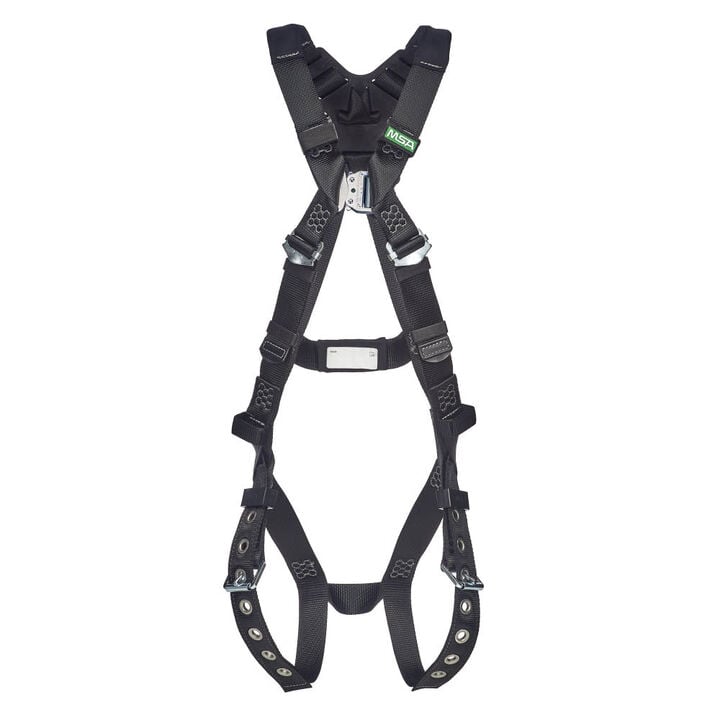MSA Safety Works V-Form Arc Flash Harness, Back Web Loop, Tongue Buckle Leg Straps, Standard Size