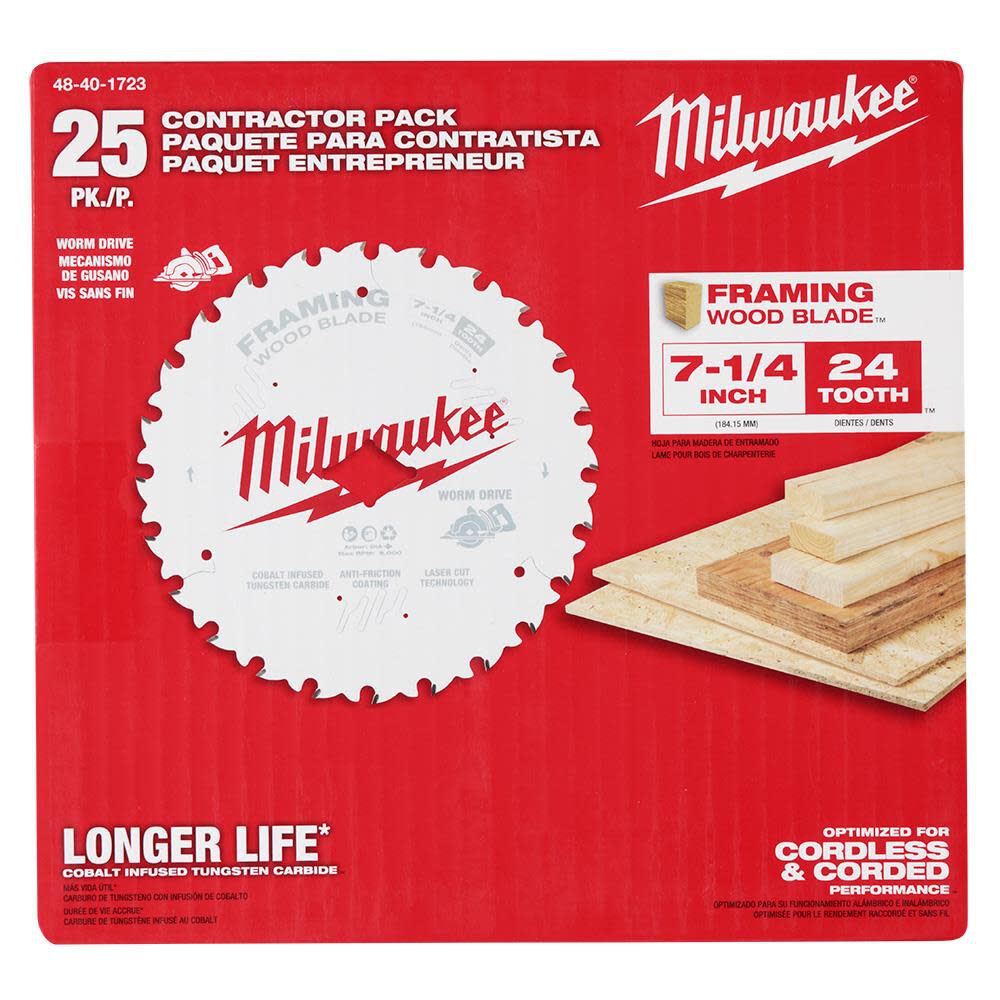 Milwaukee 7 1 4inch 24t Worm Drive Framing Contractor Pack 25pk 48 40 1723 Simolary simolary.com 8
