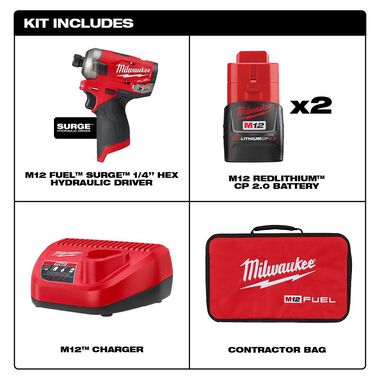 Milwaukee M12 FUEL SURGE 1/4 in. Hex Hydraulic Driver 2 Battery Kit, large image number 1