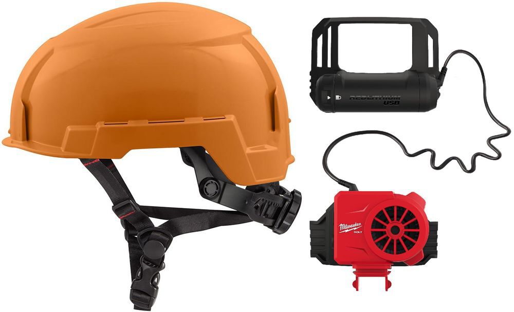 Milwaukee BOLT Orange Helmet Class E & USB Cooling Fan Bundle - MIL000011787