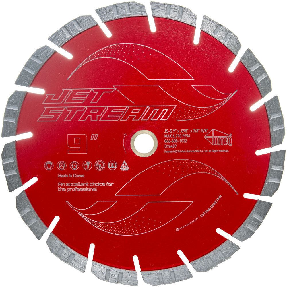 Diteq Jet Stream 9 Inch Economy Segmented Turbo Rim Diamond Blade for Concrete with Rebar and Brick, large image number 1