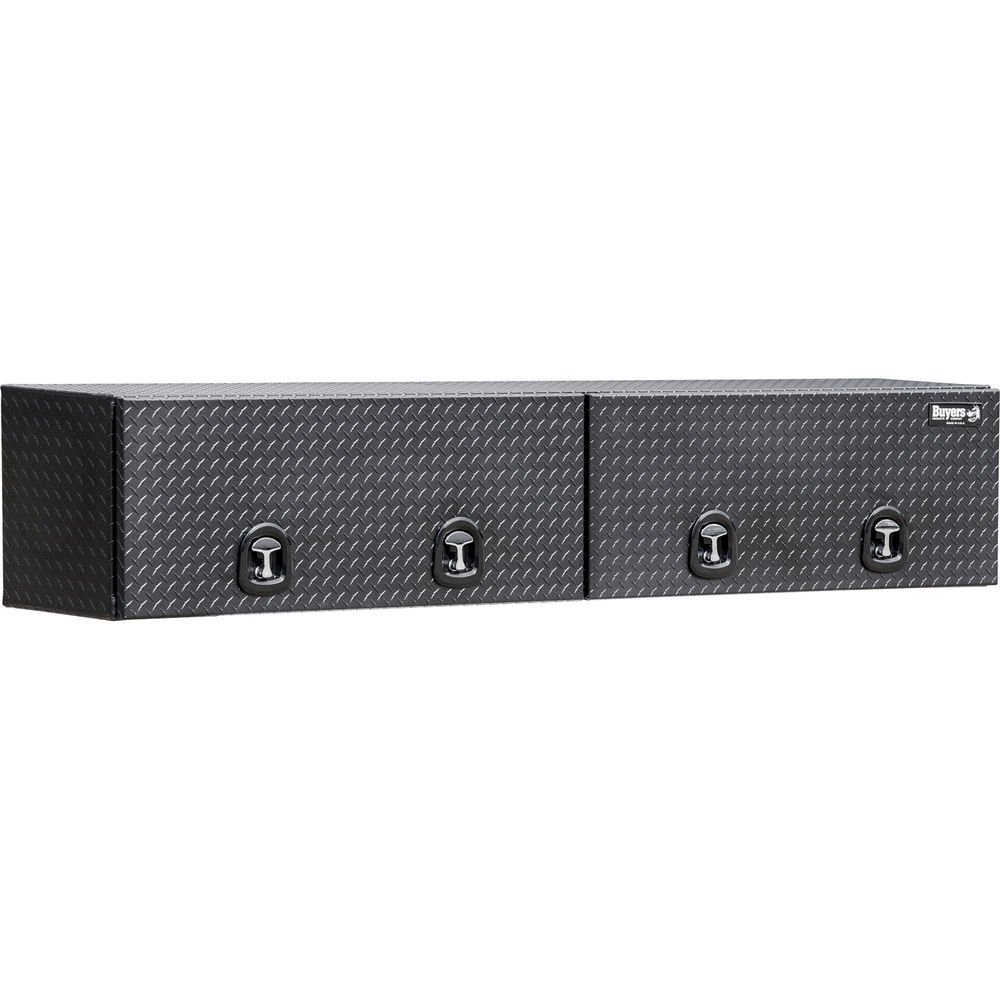 Buyers Products Company 18x16x96 Textured Matte Black Diamond Tread Aluminum Topsider Truck Box with Flip-Up Door, large image number 1
