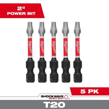 Milwaukee SHOCKWAVE 2 in. T20 Impact Driver Bits 5PK, large image number 0