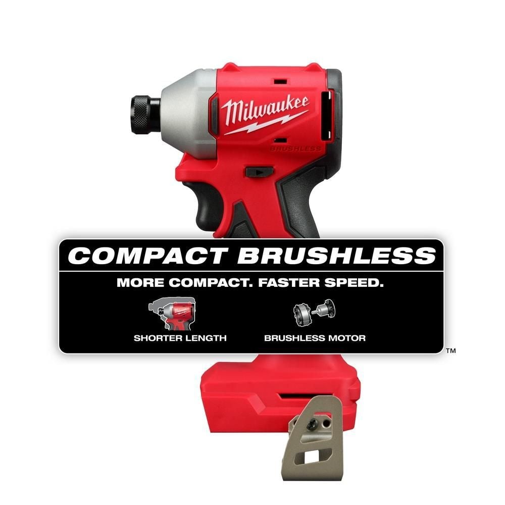 Milwaukee M18 Compact Brushless 1/4 Inch Hex Impact Driver (Bare Tool)-Reconditioned, large image number 2