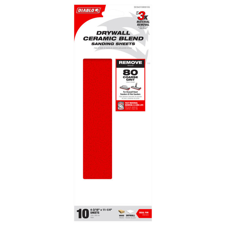 Diablo Tools 4-3/16inx11-1/4in 80-Grit (Medium) Drywall Sanding Sheet 10pc, large image number 2