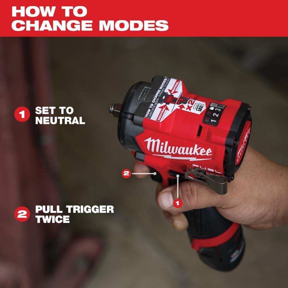 Milwaukee M12 FUEL Stubby 1/2 Inch Impact Wrench Kit, large image number 9