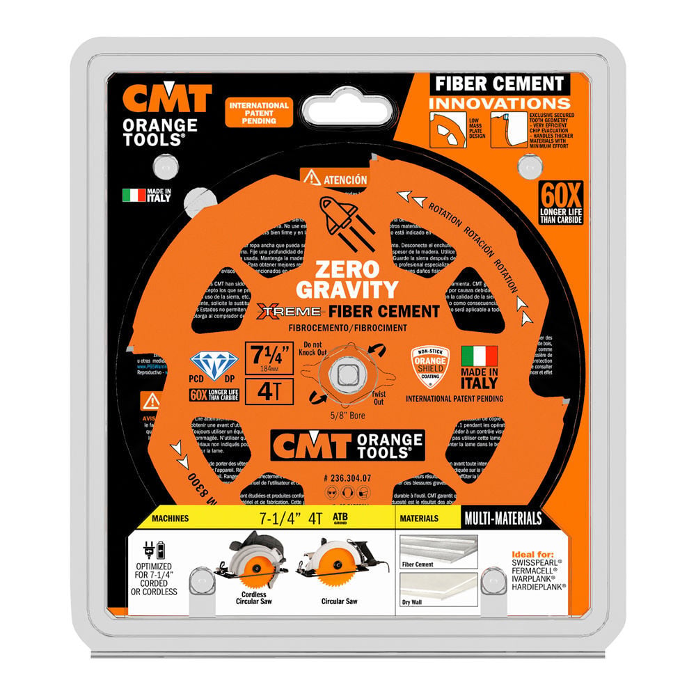 CMT 7-1/4 Inch x 5/8 Inch Zero Gravity Fiber Cement Saw Blade, large image number 2
