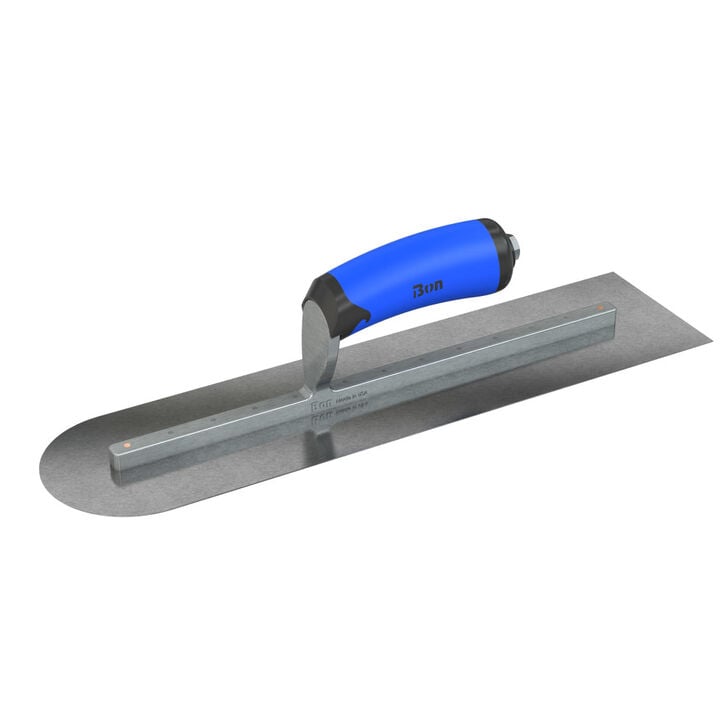 Bon Tool Finish Trowel Square/Round End Carbon Steel 20 Inch x 4 Inch with Comfort Grip Handle