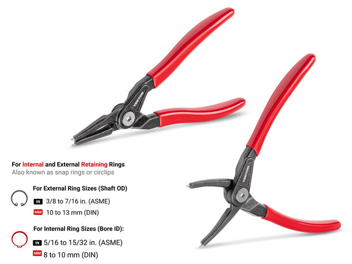 Tekton 5 Inch Internal External Retaining Ring Pliers Set 2 Piece 0.037 Inch Tips, large image number 5