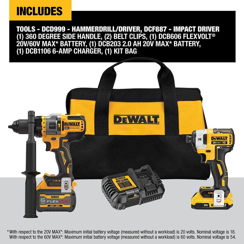 DEWALT FLEXVOLT Advantage 20V MAX 2 Tool Hammer Drill Driver & Impact Driver Combo Kit, large image number 5