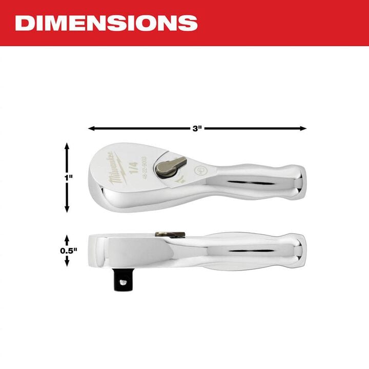 Milwaukee Ratchet 3inch 1/4inch Drive, large image number 3