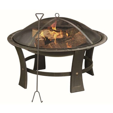 Living Accents Round Wood Fire Pit 29in Bronze Steel