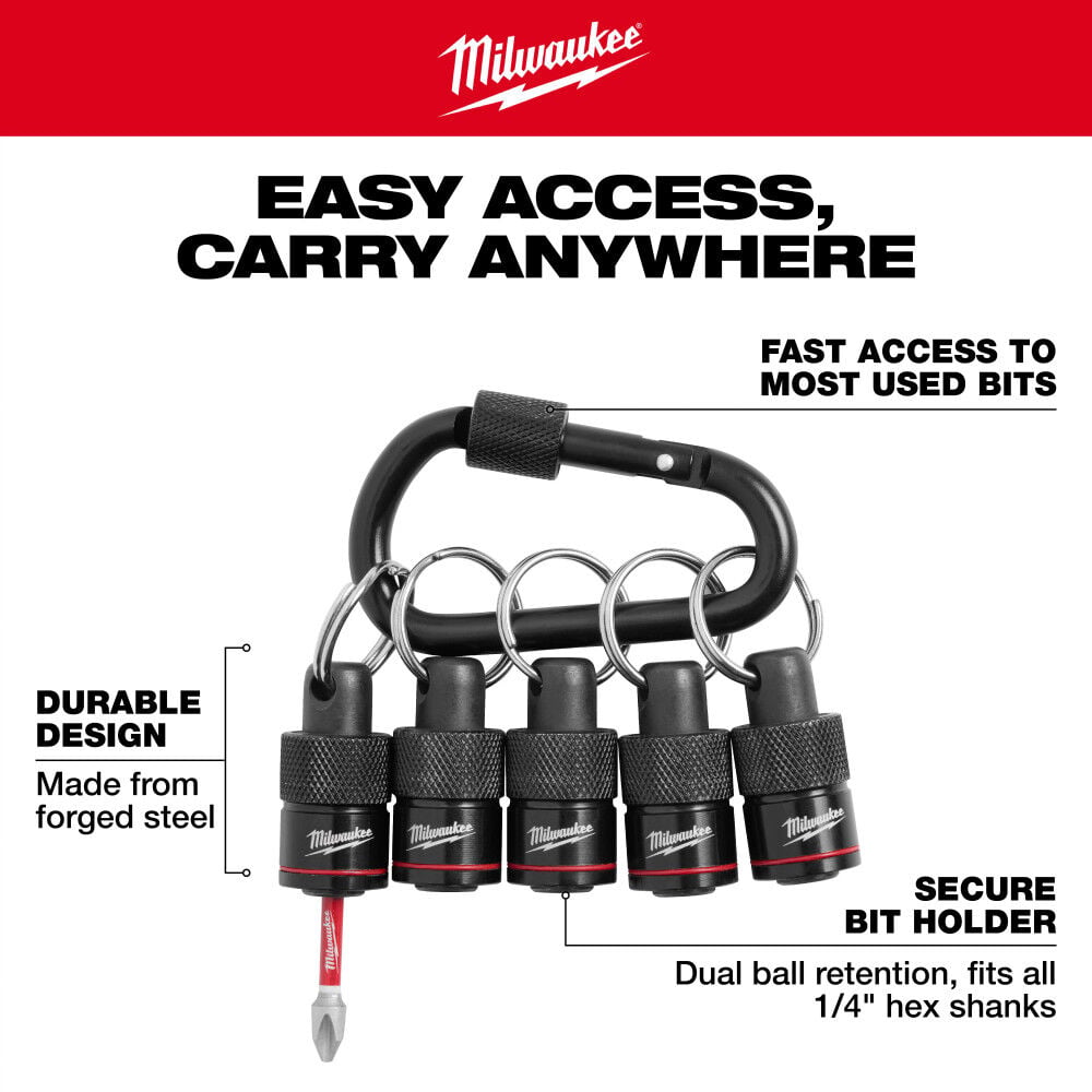 Milwaukee Bit Holder with Carabiner, 5 Piece, large image number 7