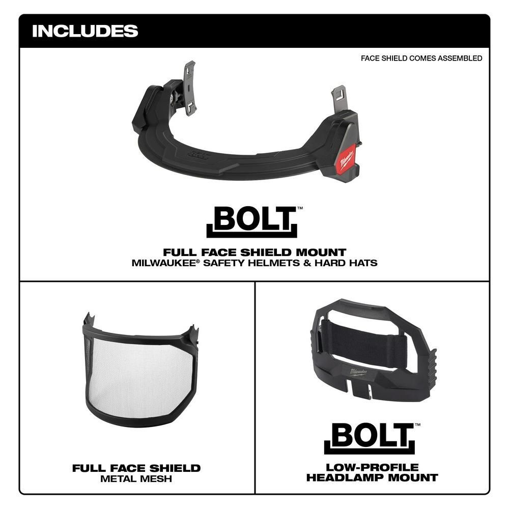 Milwaukee BOLT Full Face Shield Metal Mesh Compatible with Safety Helmets & Hard Hats, large image number 5