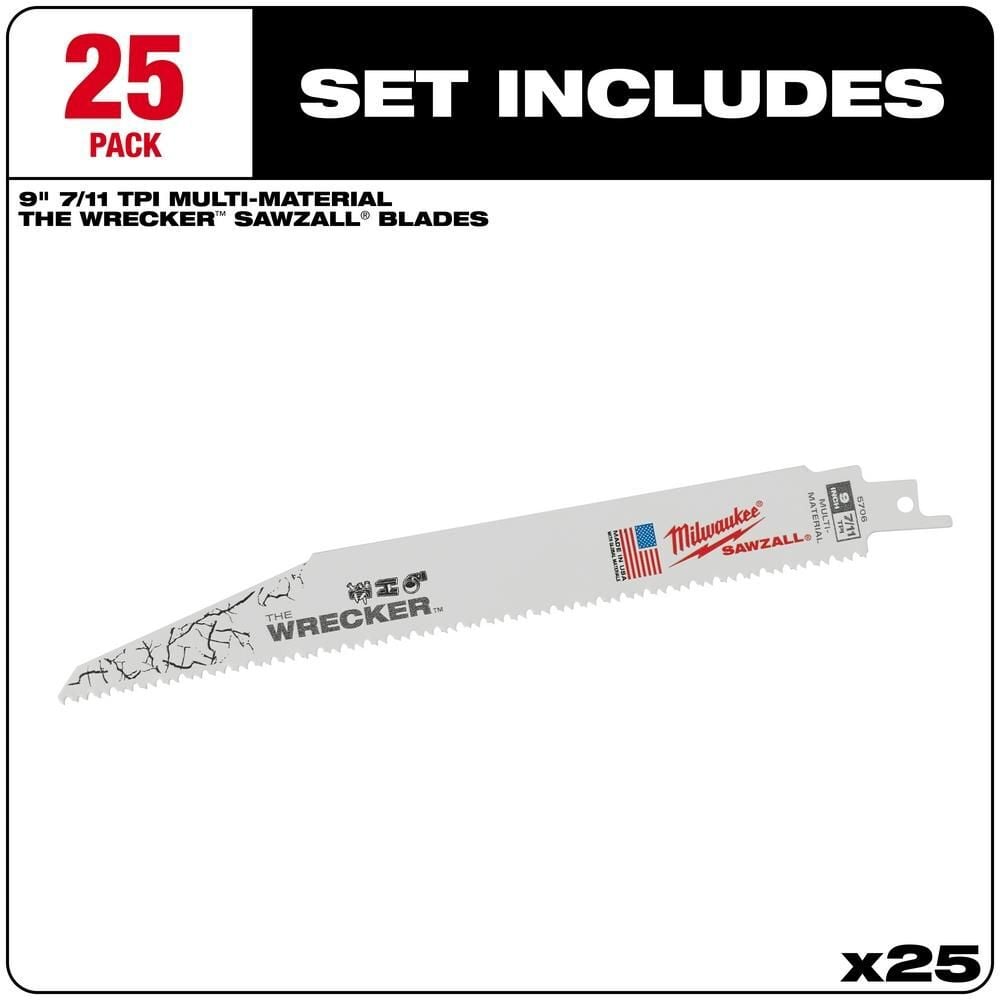 Milwaukee 9In 8TPI The Wrecker SAWZALL Blade (25pk), large image number 2