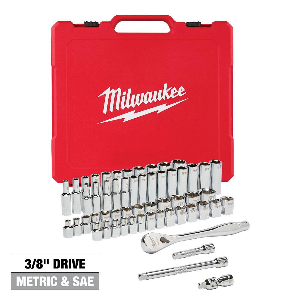 Milwaukee 3 8 In Drive 56 Pc Ratchet Socket Set Sae Metric 48 22 9008 - Image 13