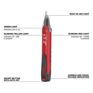 Milwaukee 10-1000V Dual Range Non-Contact Voltage Detector, large image number 2