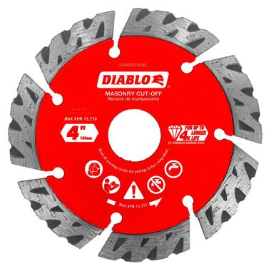 Diablo Tools 4in Diamond Segmented Turbo Cut-Off Discs for Masonry
