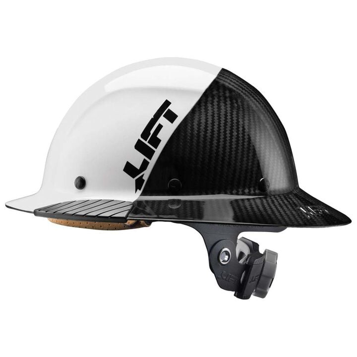 Lift Safety DAX FIFTY50 Carbon Fiber Full Brim Hard Hat Black and White