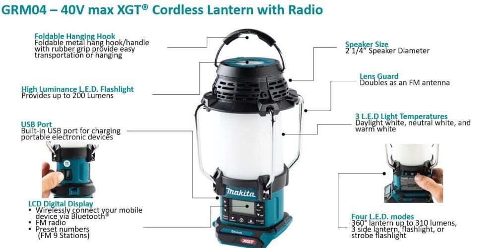 Makita 40V Max Xgt Lantern With Radio (Bare Tool