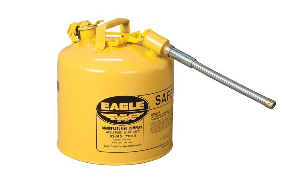 Eagle Manufacturing 5 Gallon, 7/8 Inch Metal Hose, Steel Safety Can for Diesel, Type II, Yellow, large image number 2