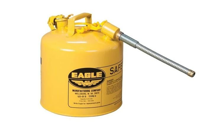 Eagle Manufacturing 5 Gallon, 7/8 Inch Metal Hose, Steel Safety Can for Diesel, Type II, Yellow, large image number 1