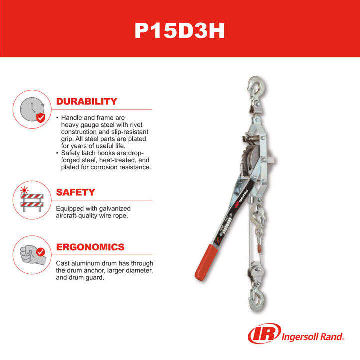 Ingersoll Rand Ratchet Puller 1 Ton Capacity 7-1/2 Ft. Lift, large image number 3