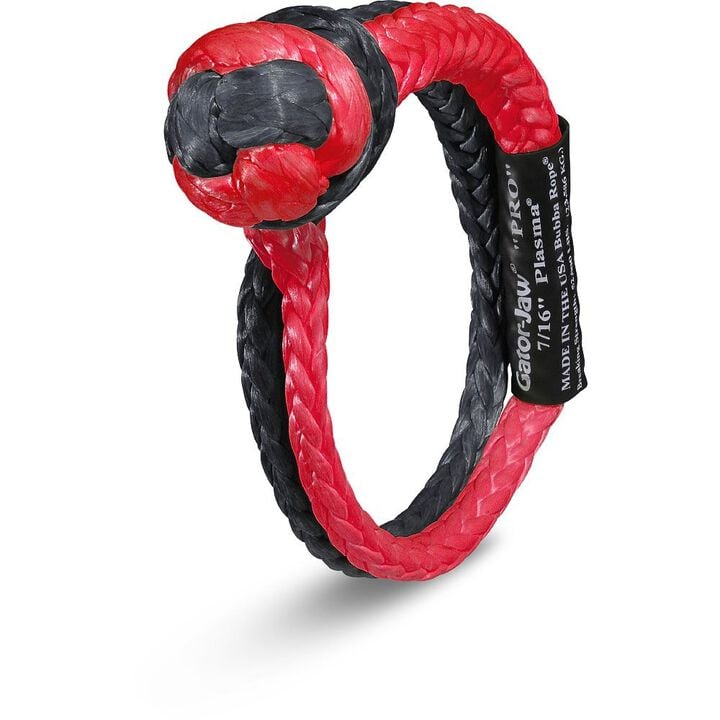 Bubba Rope 7/16 Inch Gator-Jaw PRO Synthetic Soft Shackle, Red and Black