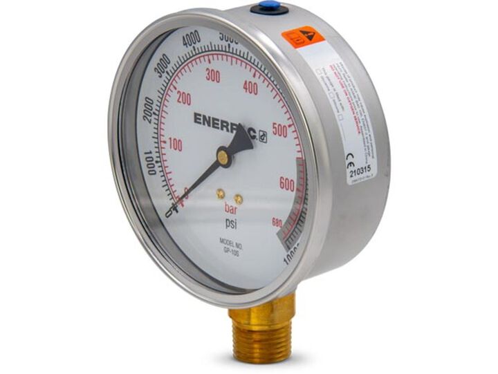 Enerpac 4 Inch 10000 PSI Force & Pressure Gauge, large image number 1