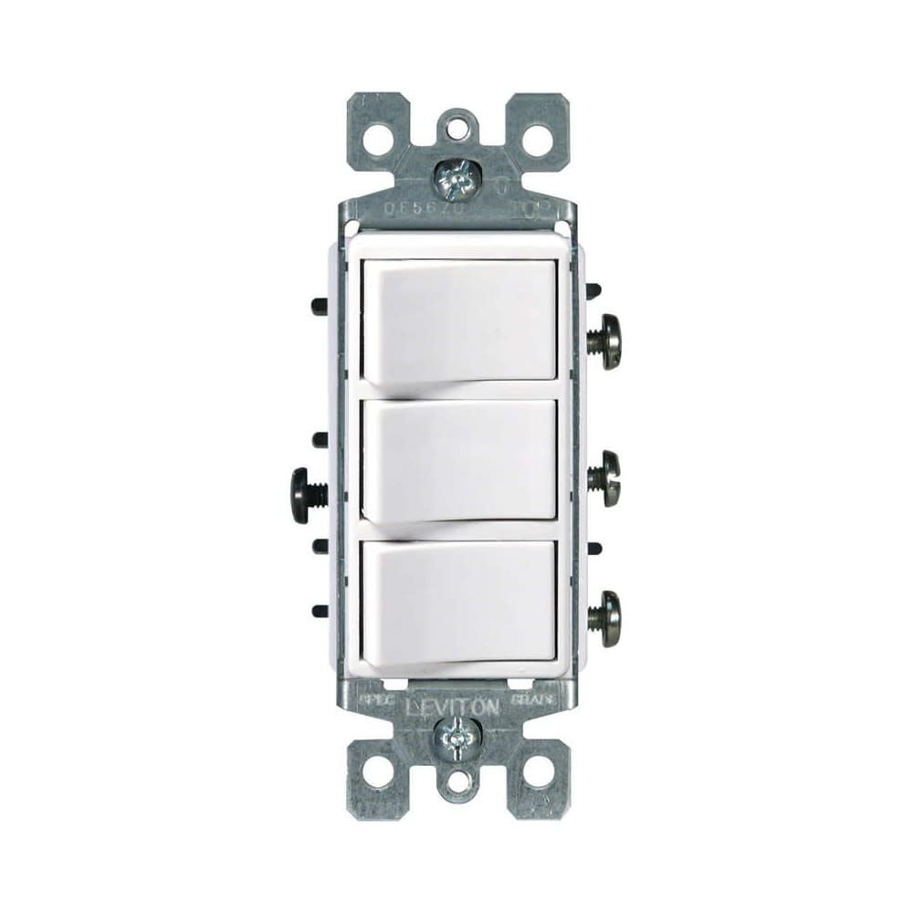 Leviton Decora Triple Combination Rocker Switch 120V White 1 Pole – 3068228