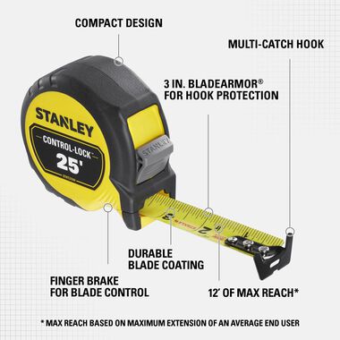 Stanley 25 ft. CONTROL-LOCK Tape Measure, large image number 6