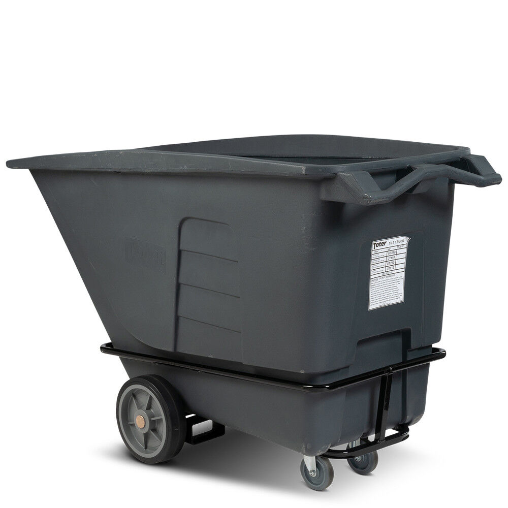 Toter 1 Cubic Yard 2000 lbs Capacity Heavy Duty Tilt Truck Gray, large image number 6