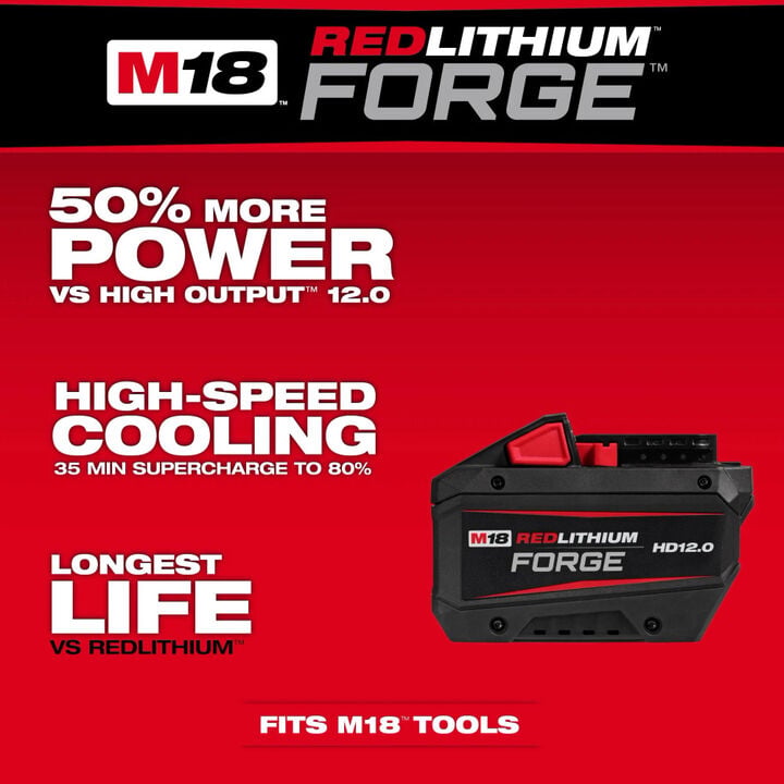 Milwaukee M18 Brushless Pipe Threading Oiler (Bare Tool) and M18 REDLITHIUM FORGE HD 18V 12Ah Battery Pack Bundle, large image number 11