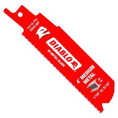 Diablo Tools 4in Bi-Metal Recip Blade for Medium Metal Cutting 3/32in to 5/16in 5pc, large image number 0