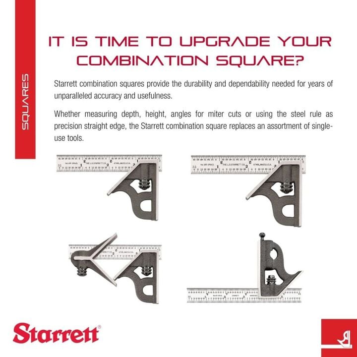 Starrett 6 Inch Combination Square with Cast Iron Square Head, large image number 2