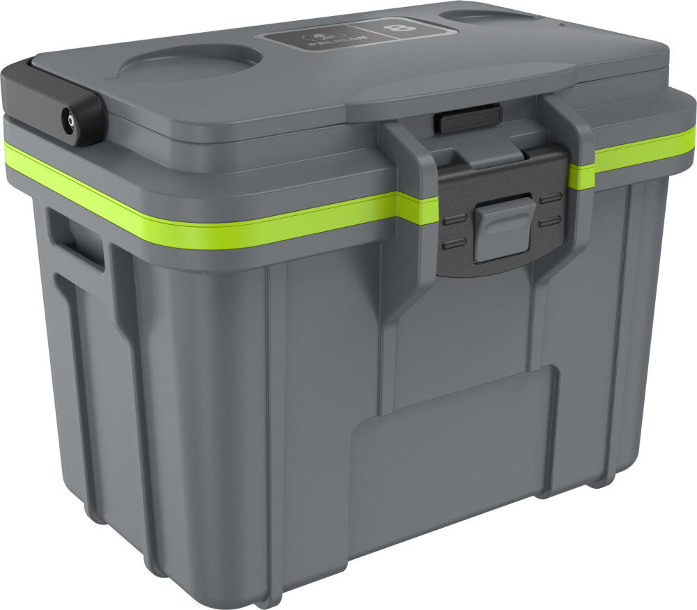 Pelican Plastic Personal Cooler with Handle, 8 Quart, Gray and Green, large image number 2