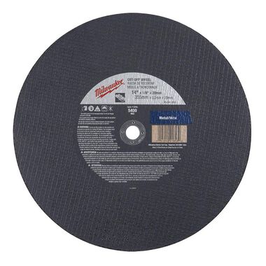 Milwaukee 14 in. x 1/8 in. x 1 in. Cut-Off Wheel (Type 1)