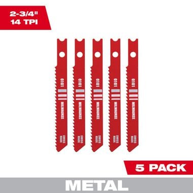 Milwaukee 2-3/4 in. 14 TPI High Speed Steel Jig Saw Blade 5PK, large image number 0
