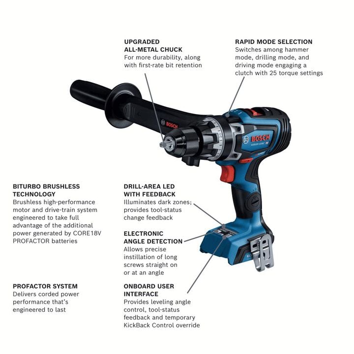 Bosch PROFACTOR 18V 1/2in Hammer Drill/Driver (Bare Tool), large image number 1