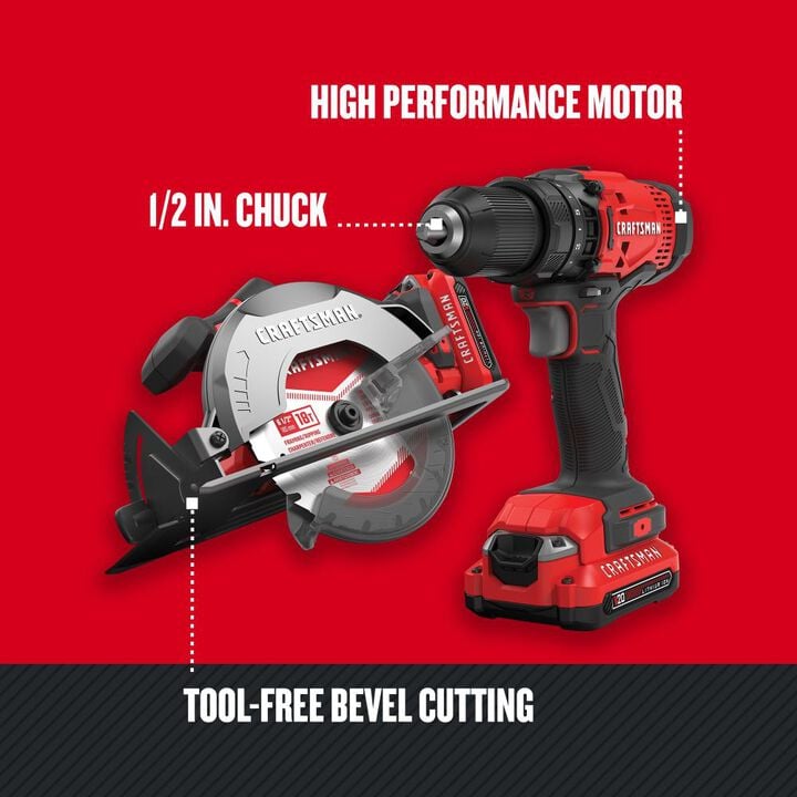 CRAFTSMAN V20* Cordless 2-Tool Combo 2 Battery Kit, large image number 2