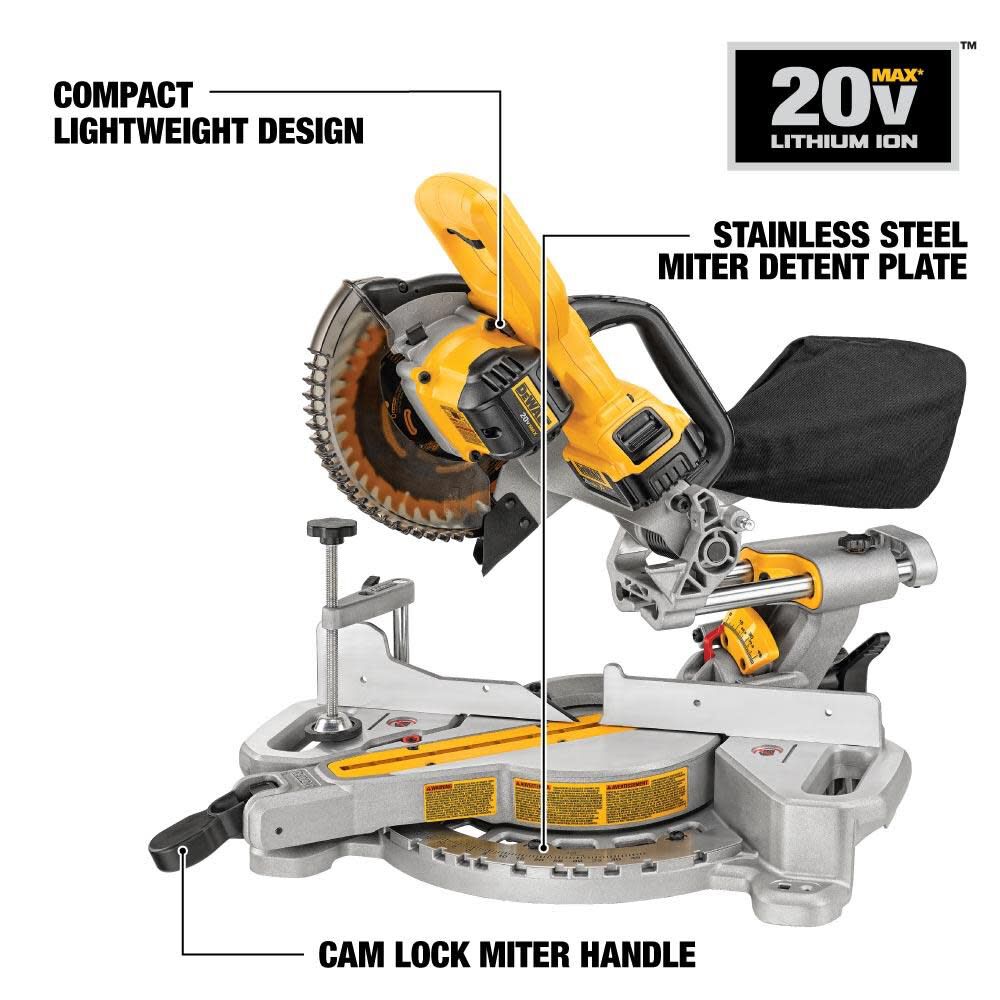 DEWALT DCS361M1 7 1 4 Single Bevel Sliding Compound Miter Saw Kit
