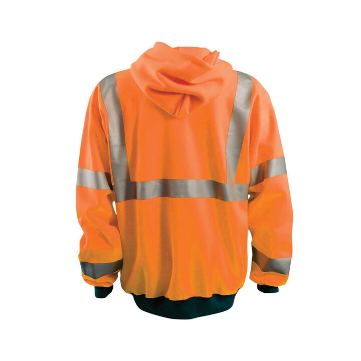 Occunomix Hi-Vis Orange 9oz Class 3 Full Zip Hoodie Sweatshirt Large, large image number 1